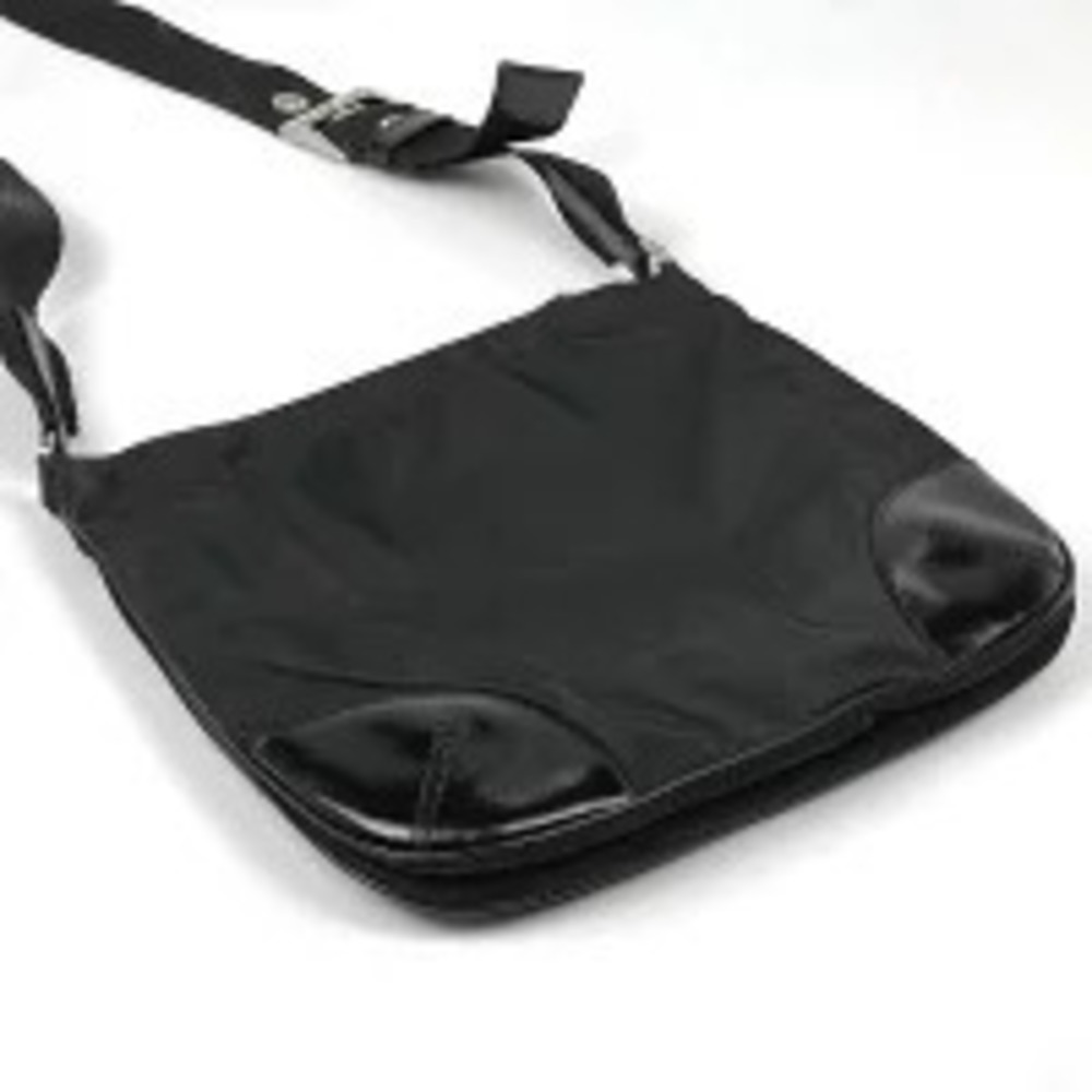 Prada Tote Black Tessuto Bag Plate Crossbody Shoulder Black